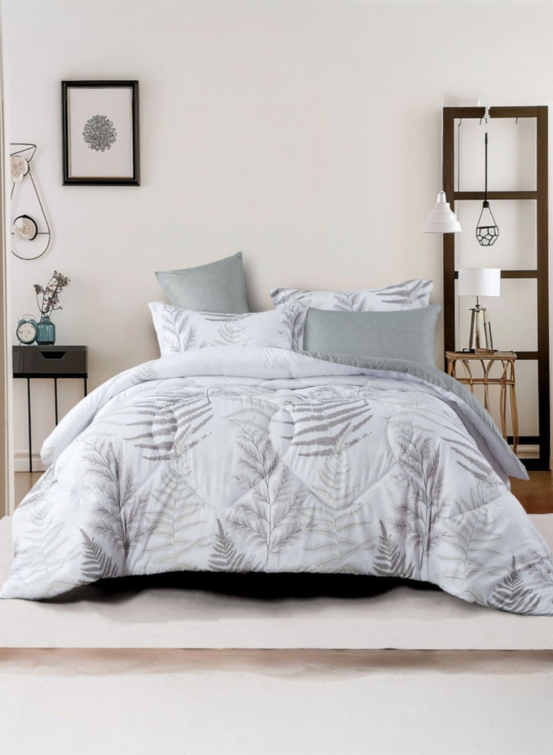 مفارش الحبيب مفرش نوفا صيفي مزدوج خامة ألياف ناعمة 100% يتناسب مع سرير 200x200 سم مع الحشوة غير قابل للنزع لون رصاصي- 6 قطع - Image 1